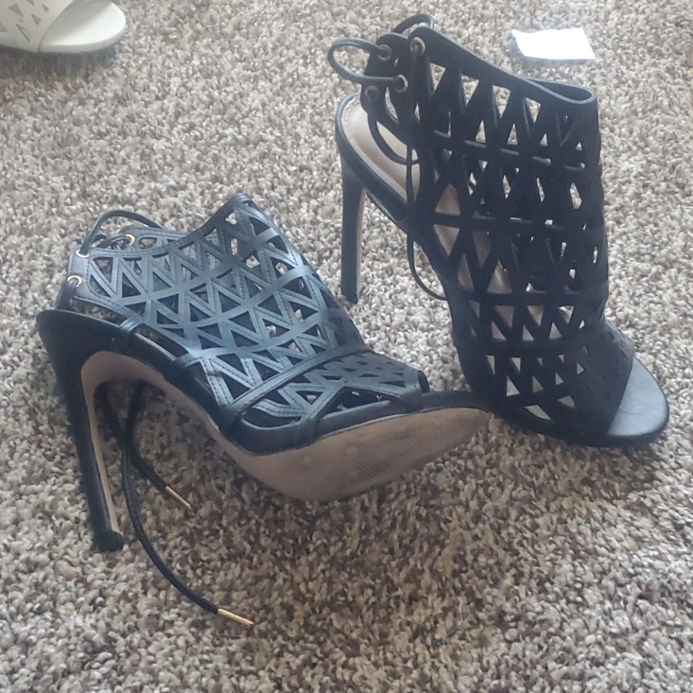 Black cutout heels